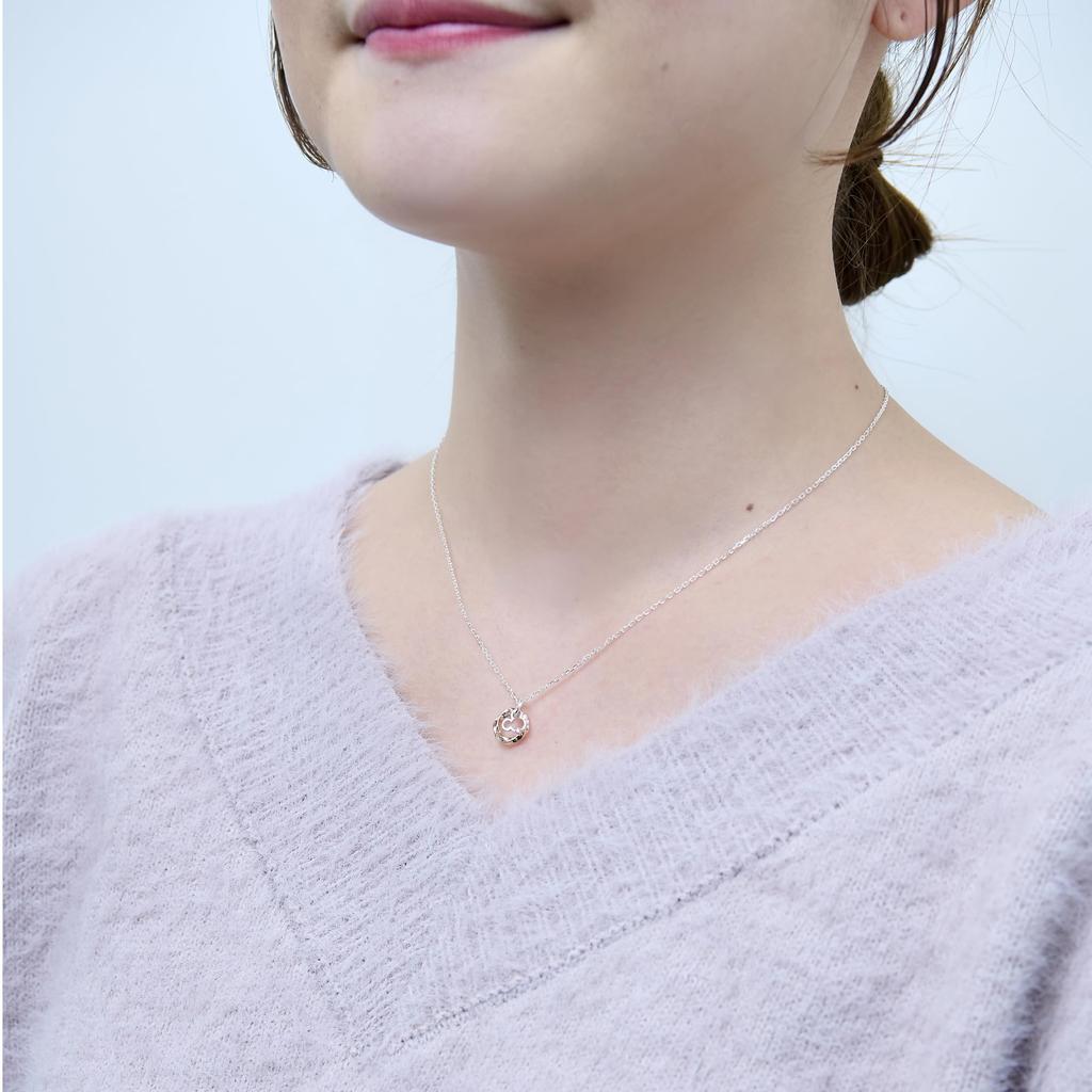 THE KISS Disney Mickey Pair Necklace 40cm DI-SN728CZ - Silver 925 Two-Tone Matching Set for Couples with Stone Accent & Gift Box