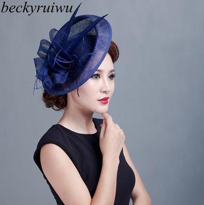 Kadın kokteyl fascinator tüy sinamay şapka bayan saç aksesuarları gelin Başlığı fascinators düğün için kentucky kilisesi