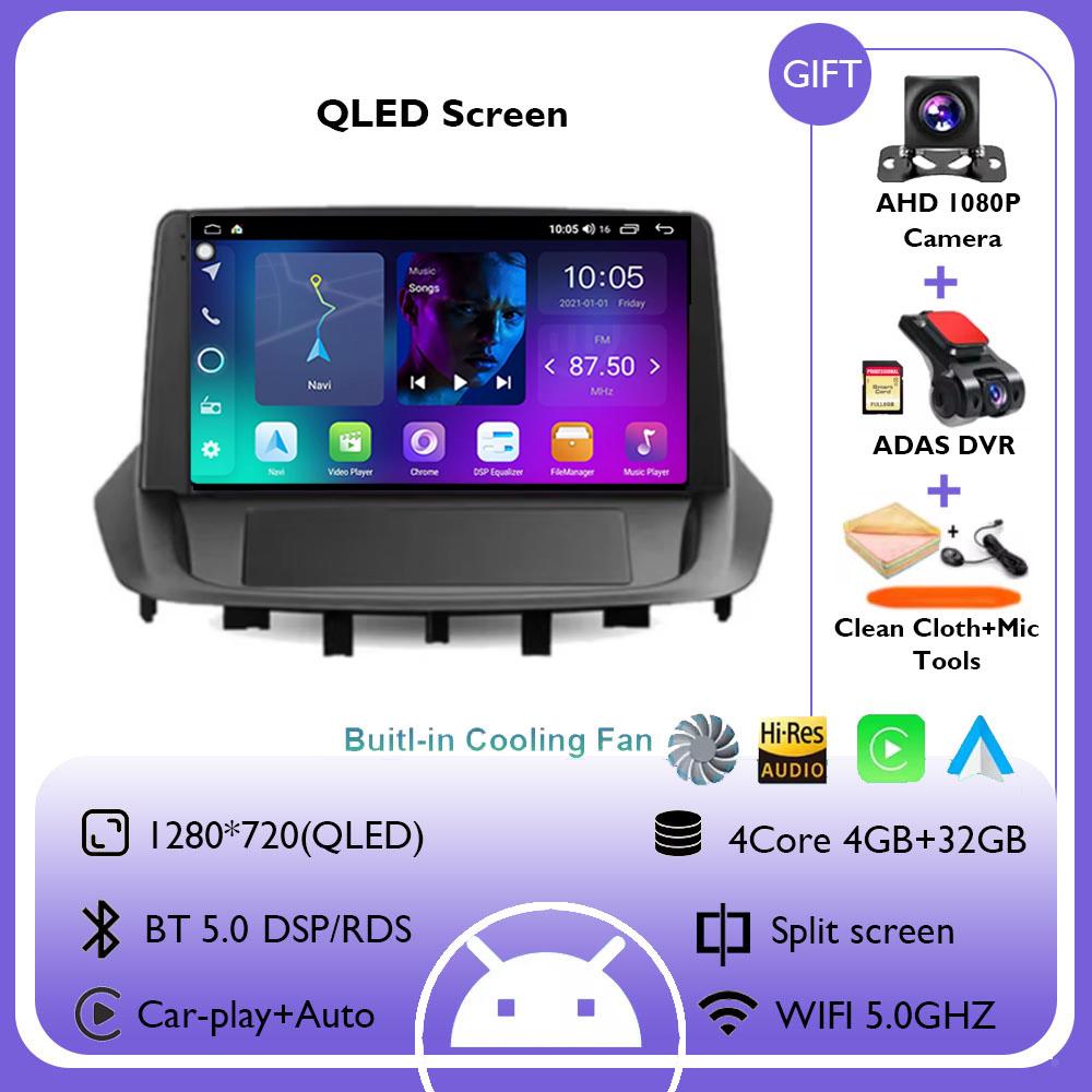 9" For Renault Fluence 1 2009 - 2017 Android 14 Carplay Car Radio Navigation Multimedia GPS Player Stereo WiFi+4G BT 360 Camera