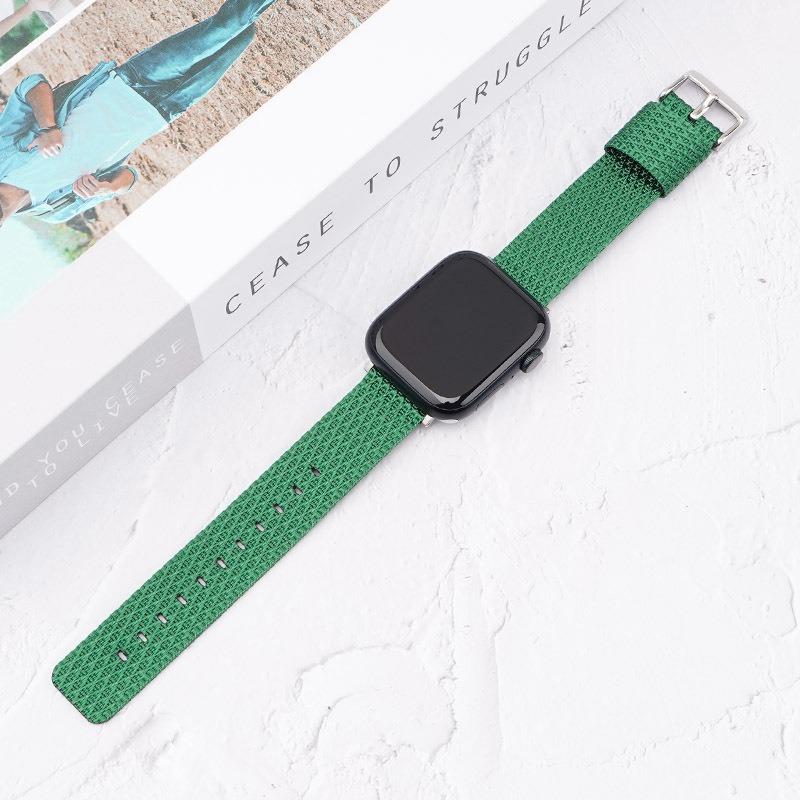 Watch Band For Apple Watch Series 10 42mm/9 8 7 41mm/6 5 4 SE (2023) SE (2022) SE 40mm/3 2 1 38mm Grids Texture Nylon Strap