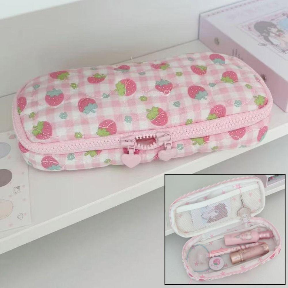 Strawberry Design Pen Bag Large Capacity Pen Pouch High Quality Stationery Bag  Students
