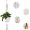Coș suspendat din frânghie de bumbac țesut manual pentru decorarea balconului