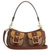Ashton beschichtetes Canvas mit Wolle und Leder Crossbody Ein Schulter Handtasche Mittel Damen Tan CCZ24-IMYMX