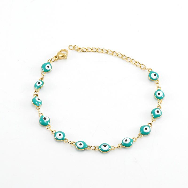 18K Stainless Steel Evil Eye Spliced Women's Bracelet - European & American Style