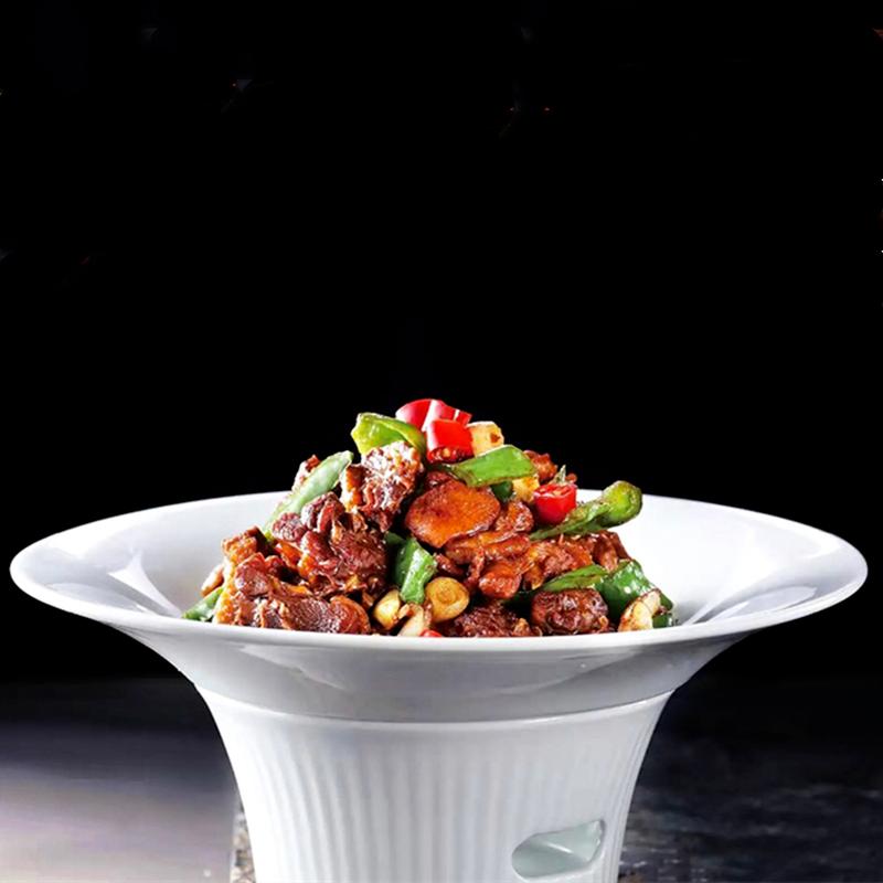 Round Pure White Ceramic Plate Soup Plates Furnace Heating and Holding Plate Dinner Plates Fruit Salad Bowl Dessert Bowl Dish