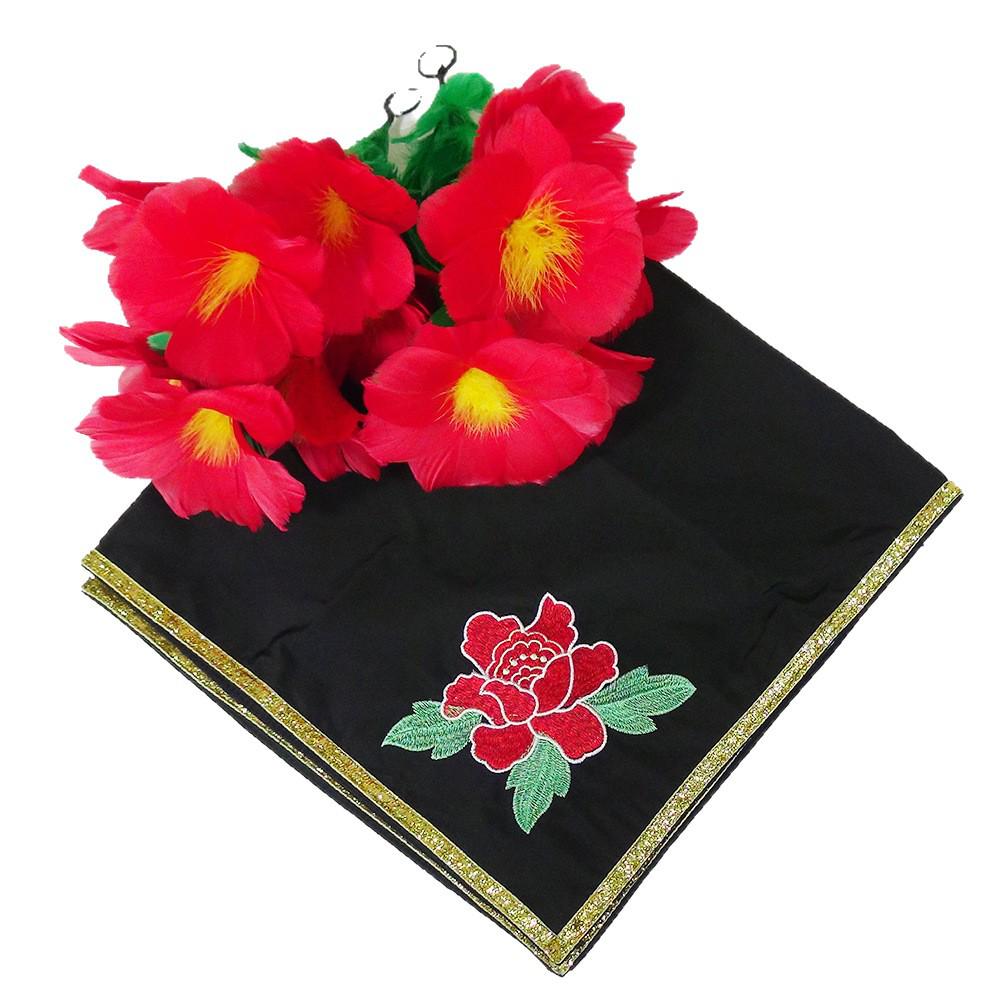 Zhang Huafang Floral Embroidered Silk Scarf Handkerchief - Magic Stage Performance Prop. 65*65cm
