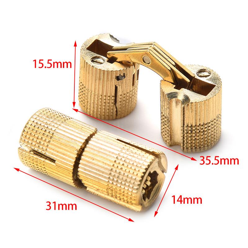 10pcs Copper Brass Furniture Hinges 8-18mm Cylindrical Hidden Cabinet Concealed Invisible Door Hinges for Hardware Gift Box