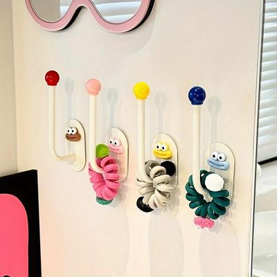 [Urocze Haczyki] 6 szt. Wielofunkcyjne Haczyki Montowane na Ścianę | Wytrzymały Plastikowy Organizer z Urocymi Twarzami z Kreskówek - Bez Wiercenia Klejony Organizer na Akcesoria do Włosów