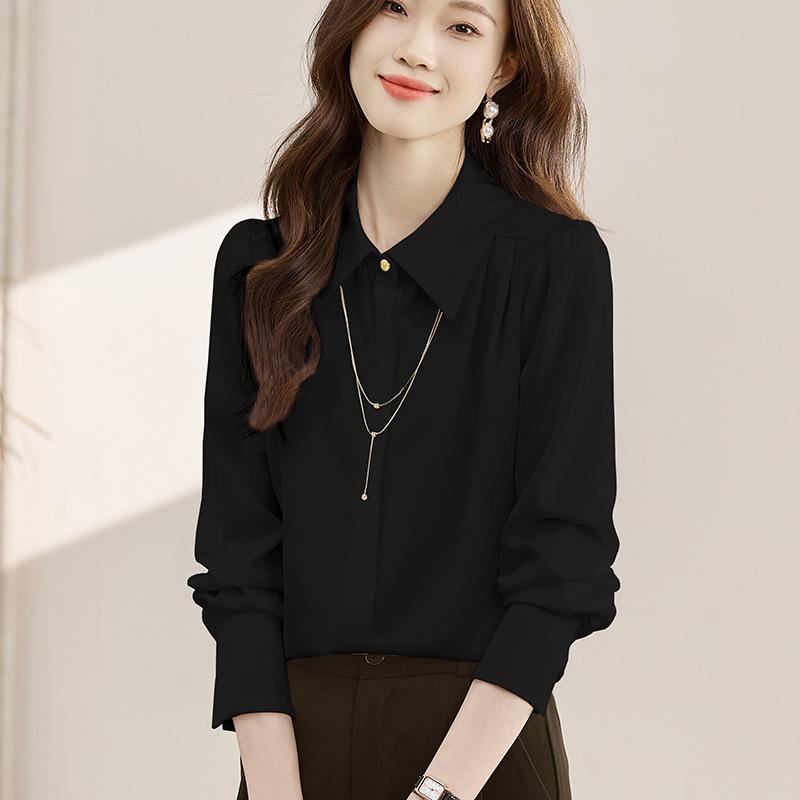 2026 Spring and Autumn New Women's Casual Solid Color Simple Long Sleeve Shirt Top