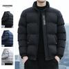 Winter Men's Padded Jacket Cotton-Padded Solid Color Stand Collar Zip-up Outerwear Casual Style Regular Fit