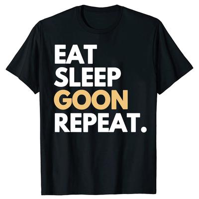 Gooner Funny Gooning Meme Eat Sleep Goon Repeat Men Clothing Fashion T Shirts Cotton Short Sleeve Oversized Loose T-shirt Tops