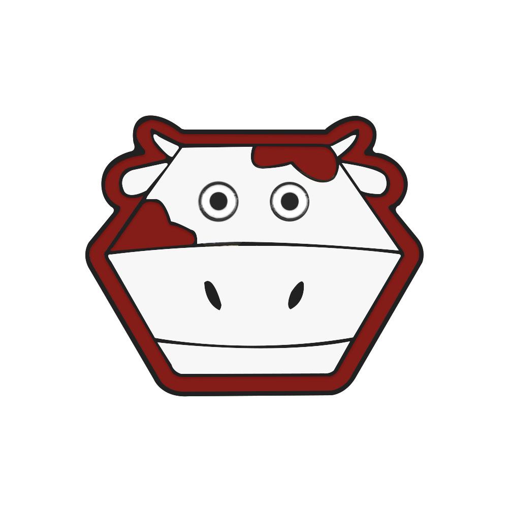 Adorable Japanese Bull Head Cartoon Brooch Pin - Geometric Alloy Badge for Clothing & Bags