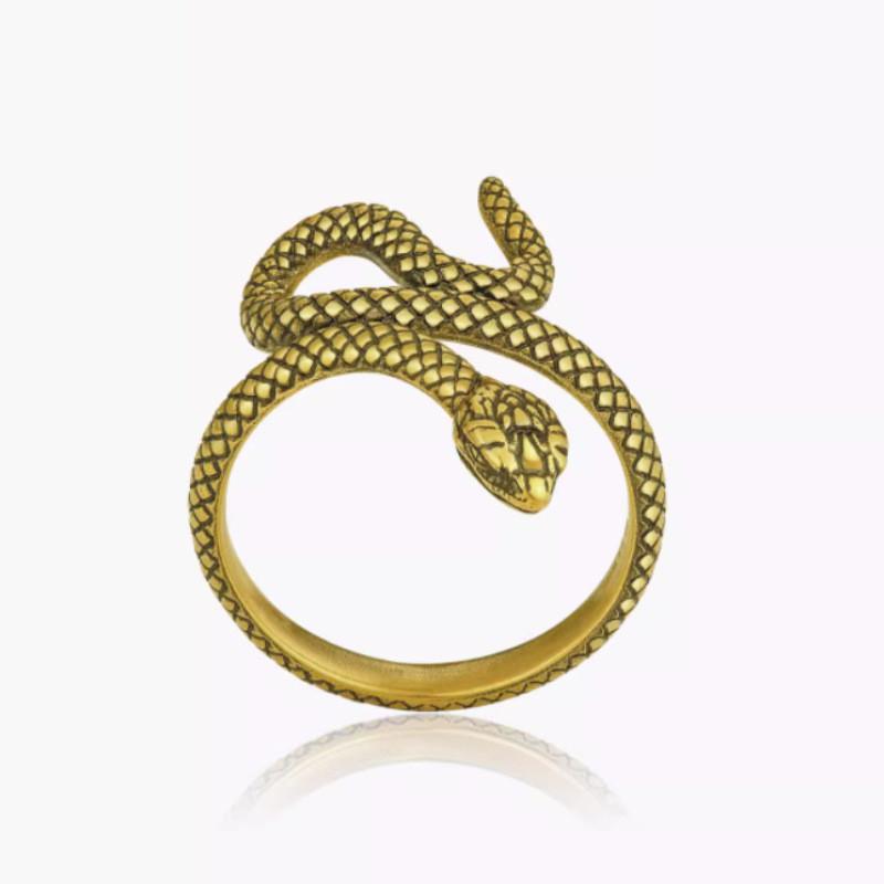 Elegant Vintage Copper Snake Ring For Women Adjustable Retro Fashion Accessory