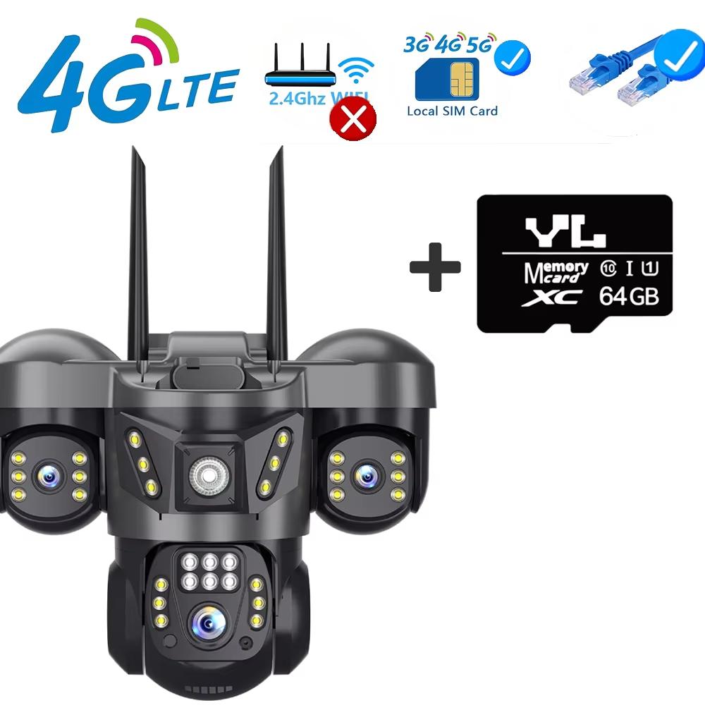 V380 Pro 4G IP Kamera 15MP Wifi Üçlü Lensler Üçlü Ekranlar İnsan Algılama Güvenlik Video Monitörü Dış Mekan Su Geçirmez CCTV Kamera