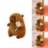 Plush Capybara Toy With Soft Pp Cotton Filling And Flower Design For Kids Birthday Gift