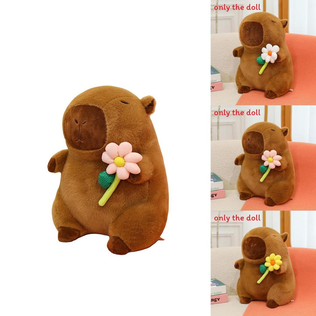 Plush Capybara Toy With Soft Pp Cotton Filling And Flower Design For Kids Birthday Gift