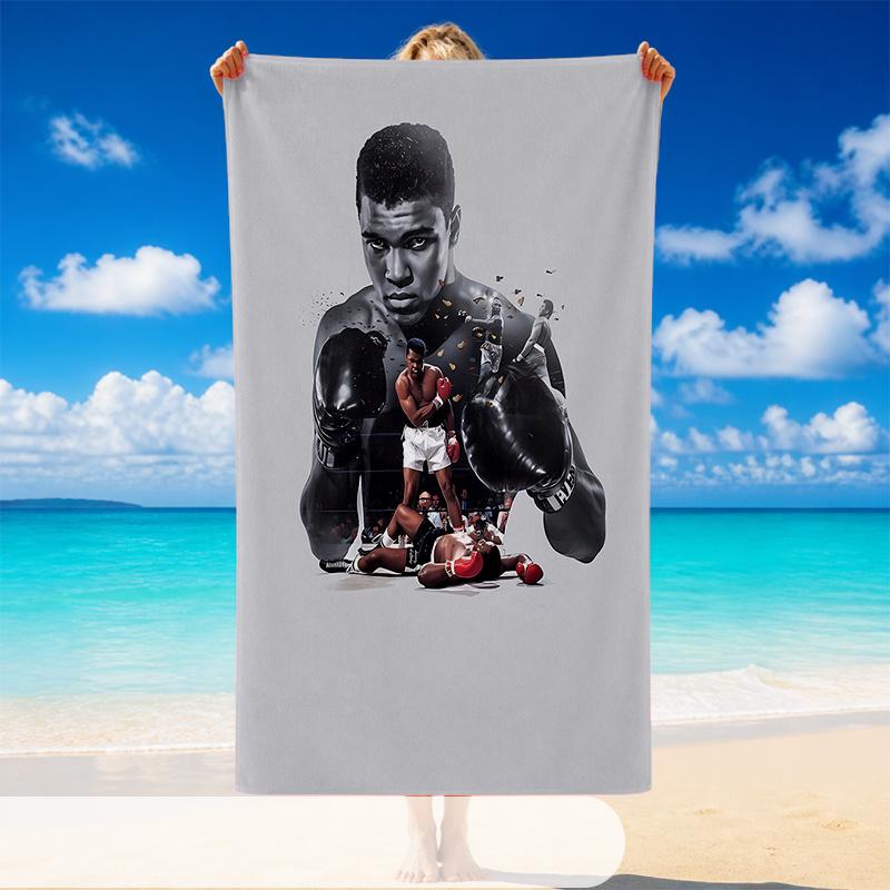 Sneldrogende Strandhanddoek Muhammad Ali Patroon, Lichtgewicht Absorberende Handdoek voor Zwembad Strand Vakantie Gebruik
