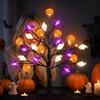 LED Halloween Lighted Tree Decoration Indoor Battery Operated Tabletop Halloween Ornament with Pumpkin Ghost and Bat Shapes for Home