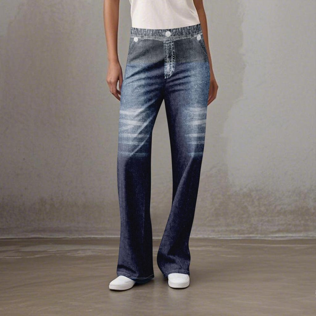 Women's Casual Sports Pants Sweatpant Jeans Print Denim Pants