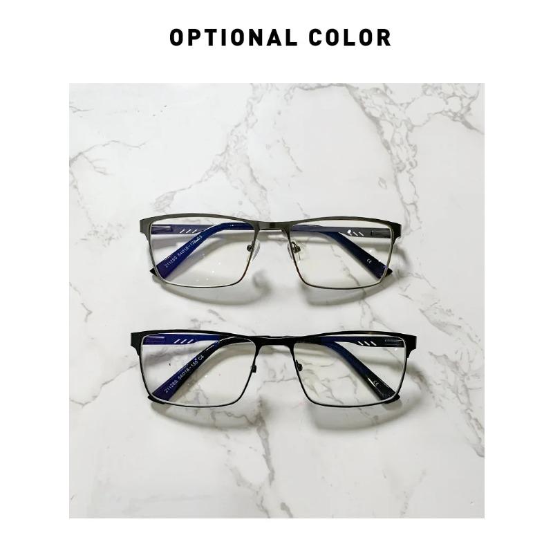 Blue Light Blocking Eye Protection Eyeglasses Men Square Metal Large Frame Reading Spring Leg Elderly Presbyopia Glasses