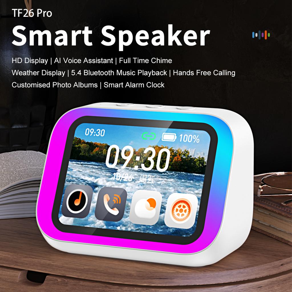 Розумна Bluetooth-колонка Lntelligent Великий екран Погода Температура Дисплей Настільна колонка Годинник Декор для спальні Голосовий помічник