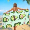 Kawaii Cartoon Avocado Microfiber Beach Towel 2D Flat Printed Sandproof Waterproof Cute Picnic Mat Travel Essentials Spring