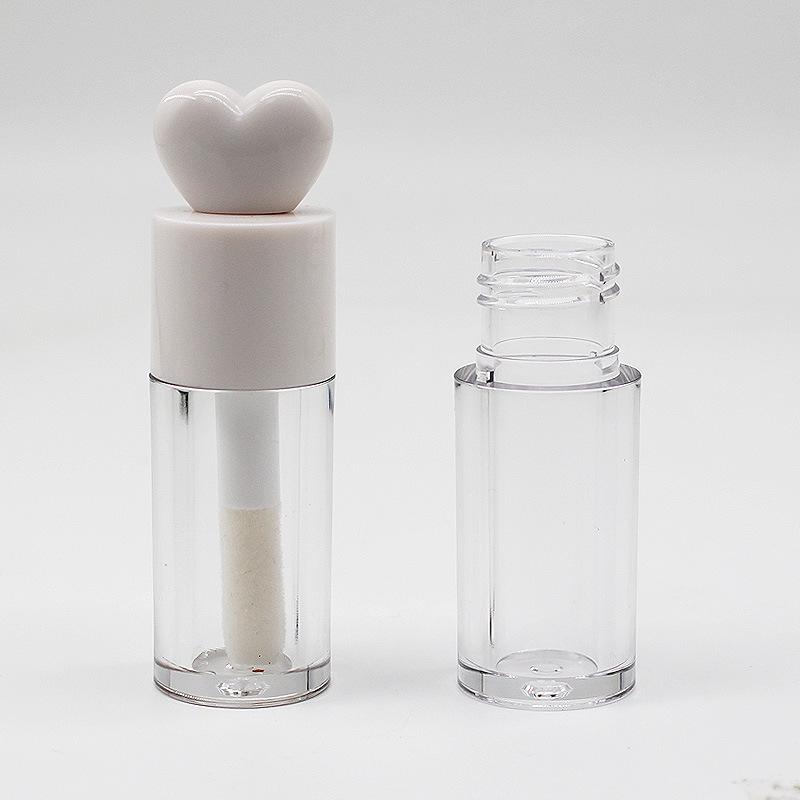 Tube de gloss à lèvres en forme de cœur, 4 ml - Flacon à rouge à lèvres sphérique transparent pour transvaser le baume à lèvres