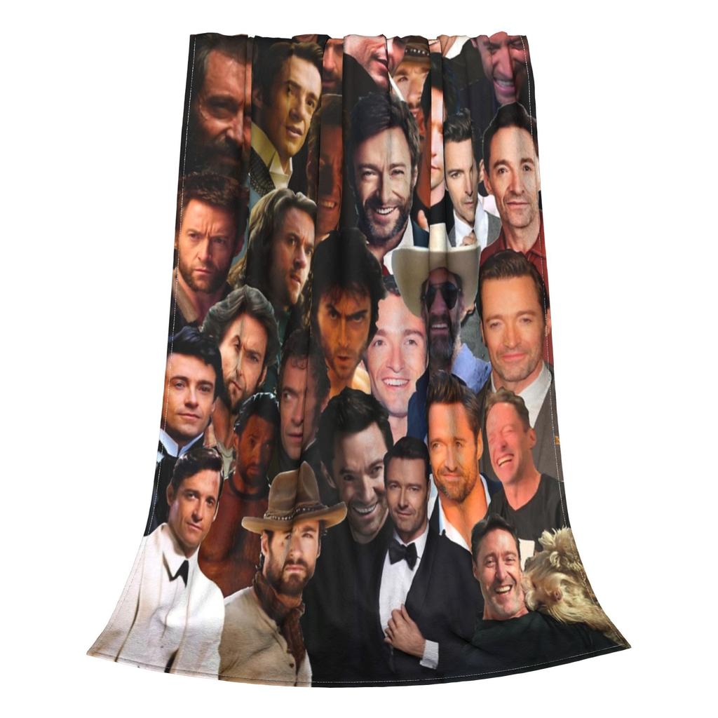 Coperte Divertenti con Collage di Foto di Hugh Jackman Morbidissime in Flanella Coperta Calda Lavabile in Lavatrice