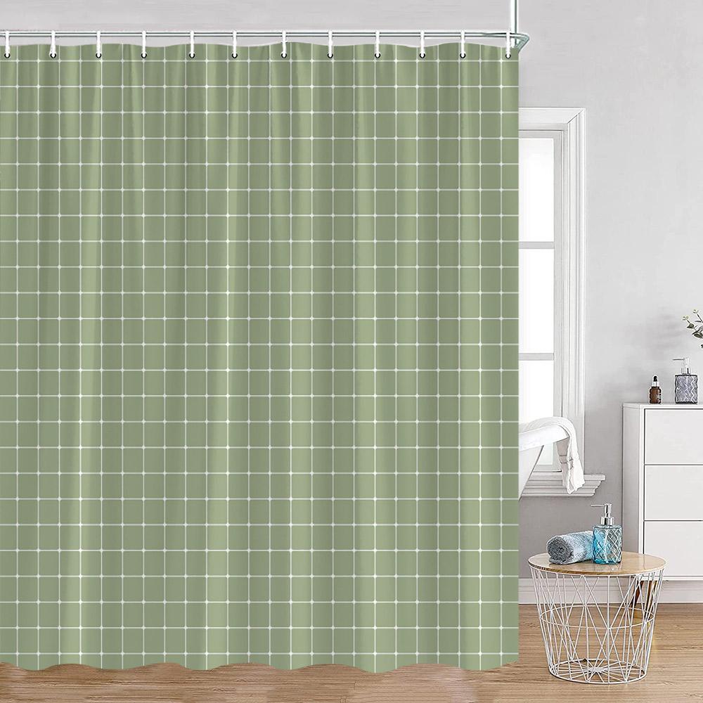 Simple Checkerboard Shower Curtains Colorful Abstract Gingham Pattern Check Checkered Modern Nordic Bathroom Curtains Decor