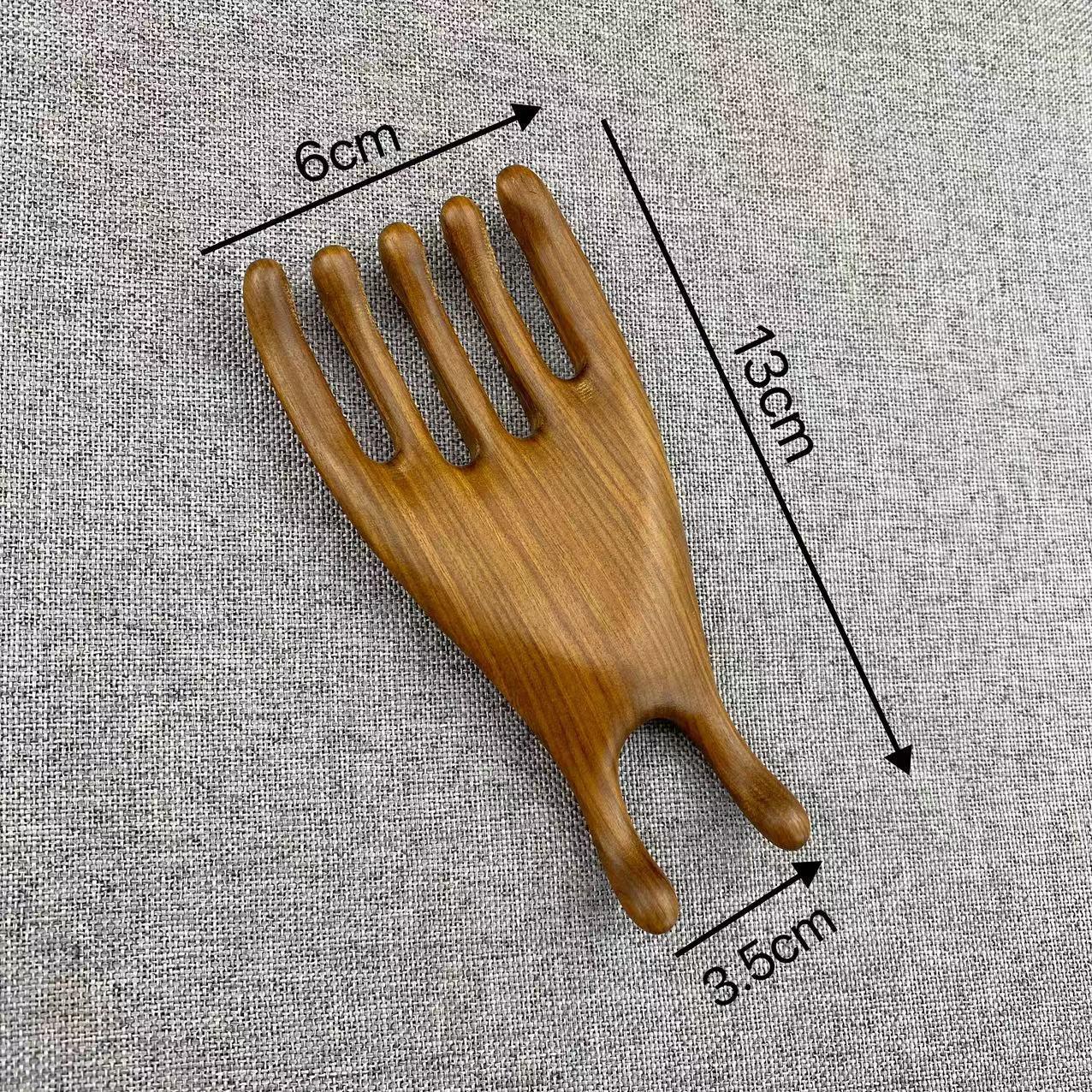 Golden Sandalwood Five-Claw Head Massager & Gua Sha Comb - Large Size