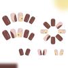 Easy Apply Press On Nail Dark Brown Floral Artwork Breathable Non Toxic Nail Enhancement For Office Parties Weddings Holidays