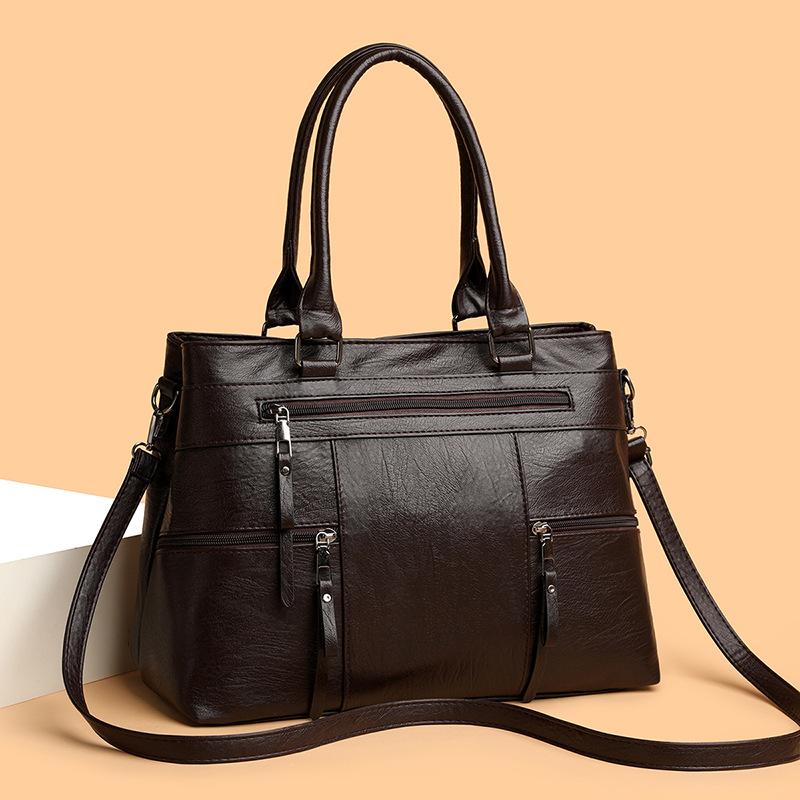 Large Capacity Textured Handbag, New Soft Leather Commuting Shoulder Bag, Crossbody Bag, High-end Tote Bag