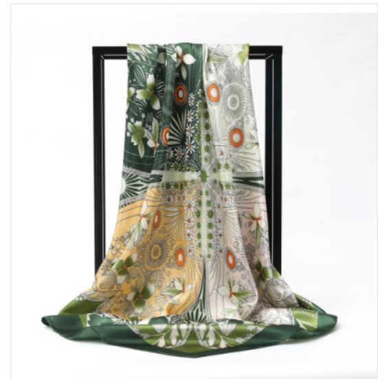 

Autumn Leopard Print Color Block Satin Square Scarf - 90cm Fashion Neck & Head Scarf Shawl 90x90 cm