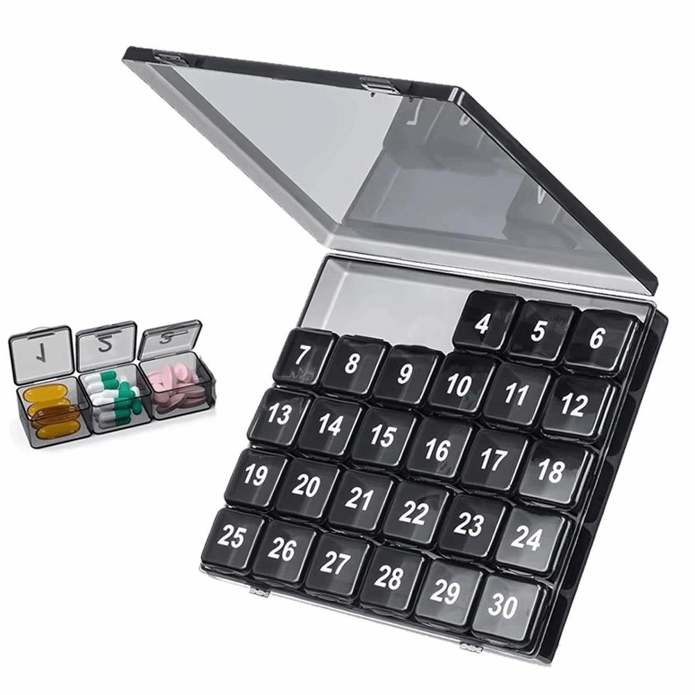 Transparent Portable Storage Box Squeeze-to-Open Daily Medcine Container Supplement