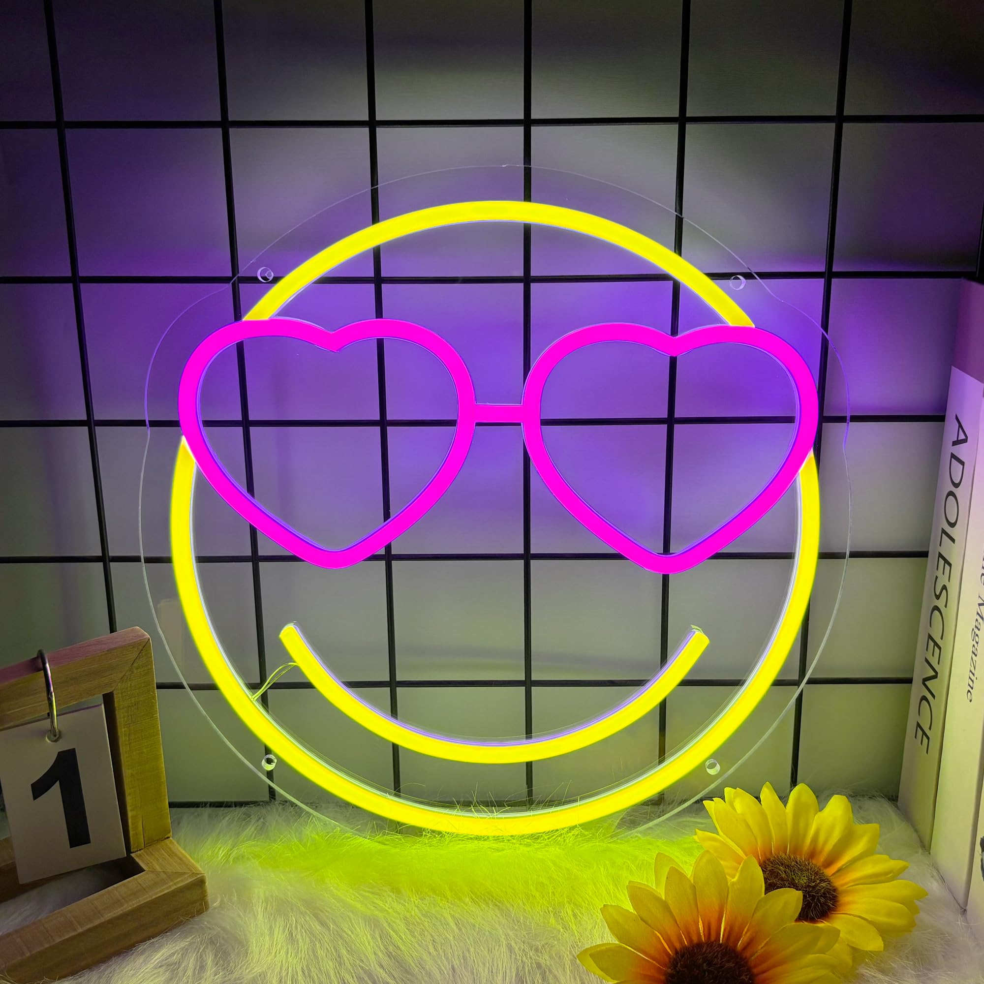 

Smile Face Neon Sign Dimmable Face for Wall Decor Neon Smile Light Signs for Kids Room Party Bedroom Wall Art Decor Holiday Gift