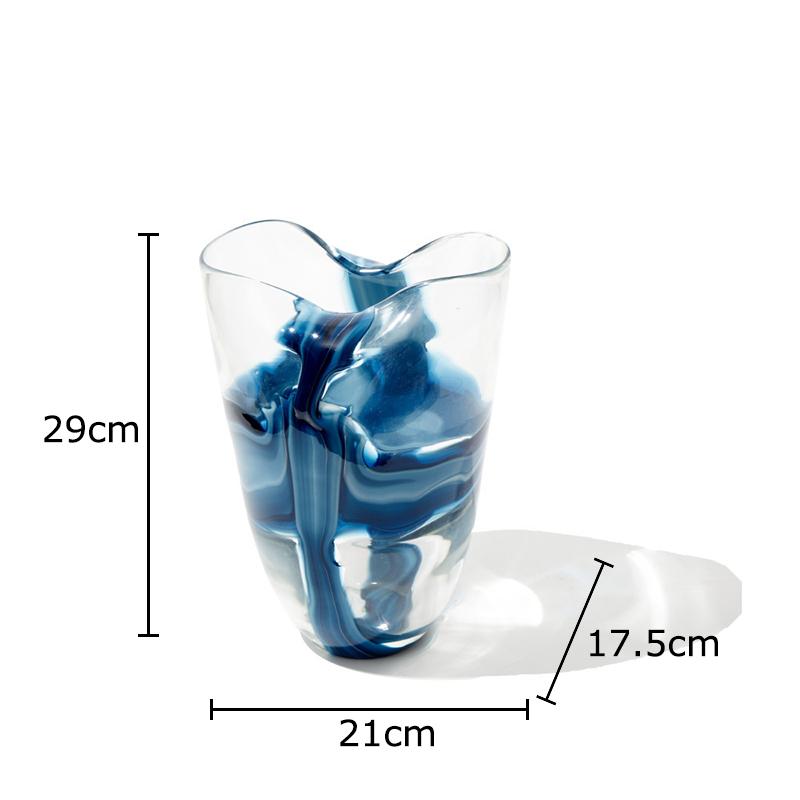 Blaue Wellenstreifen Glasvase Kreativer Blumentopf Tischdekoration Blumenarrangement Hydroponik Blumenvase Raum Ästhetische Dekoration