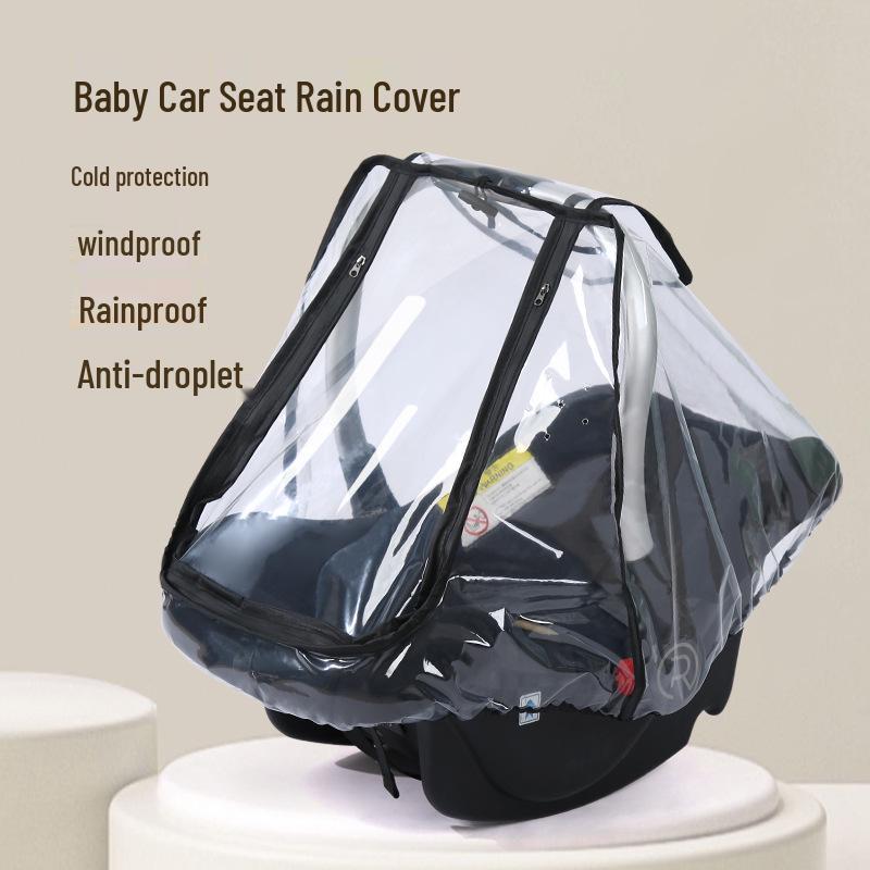 Windproof & Waterproof Baby Car Seat Cover - Dust & Sun Protection, Transparent Anti-Splash Cover