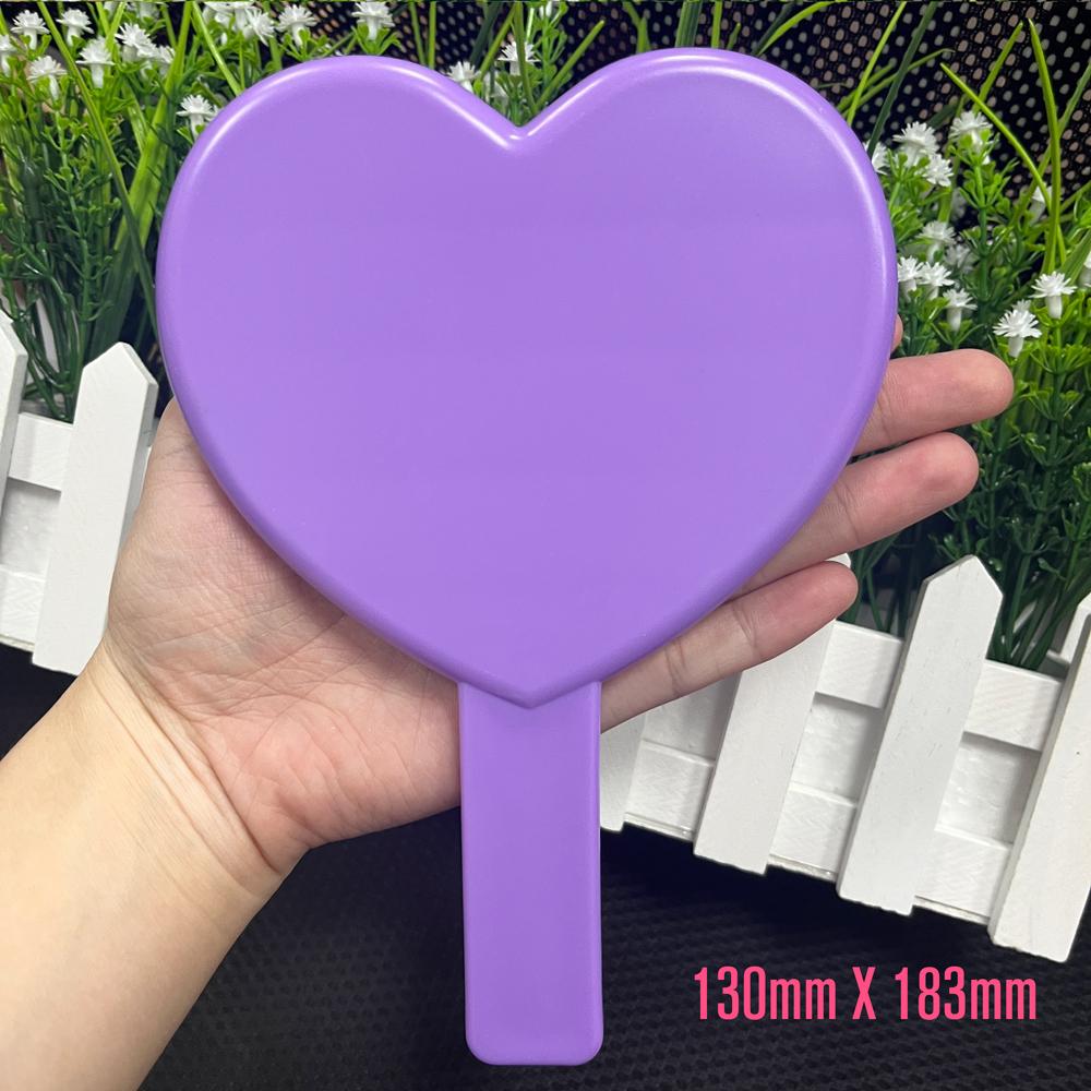 Low Moq Heart pink Shade Mirror for Makeup Custom logo Handle Makeup Colorful Cosmetic Mirror