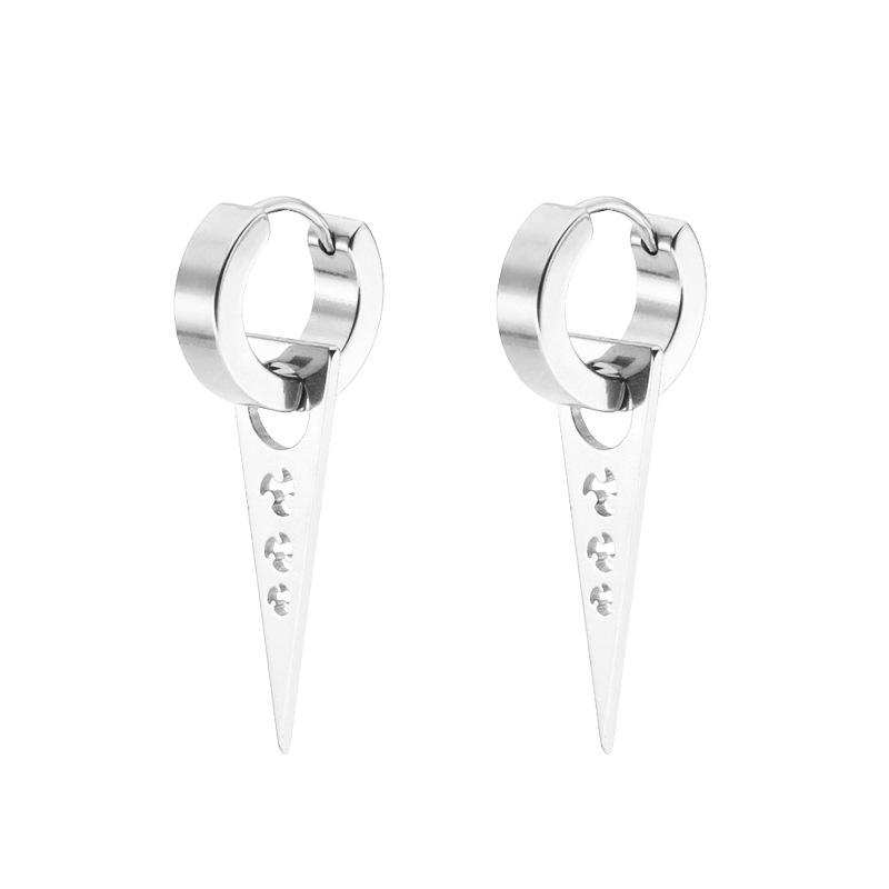

1Pair Silver/Black Titanium Steel Piercing Earring Triangle Geometric Korea Punk Jewelry Men s and Women s Jewelry Windmill срібний