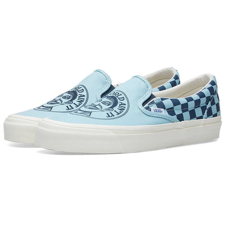 Vans John Van Hamersveld x OG Classic Slip-On Stratosphere Checkerboard Unisex Sneakers Blue Black VN000UDFQLV