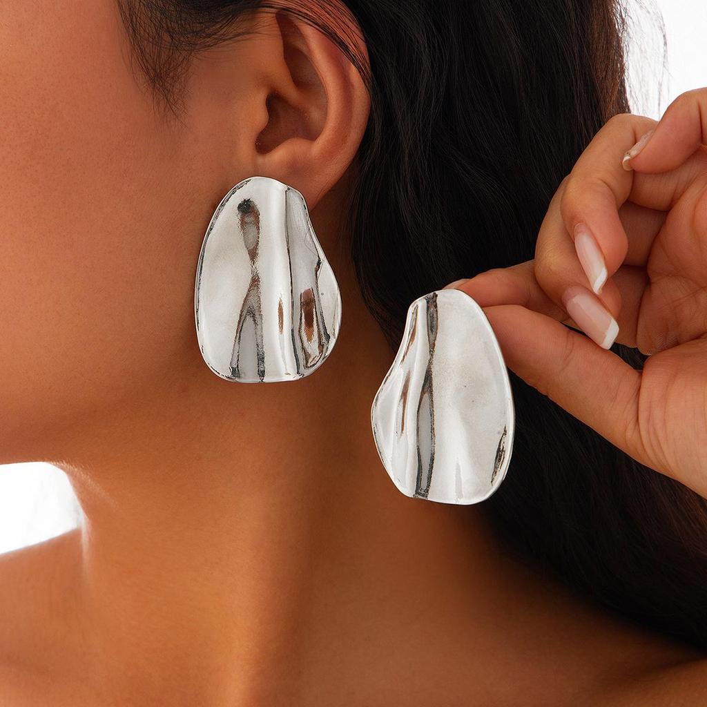 European and American Personality Pleated Heart and Sunflower Alloy Earrings