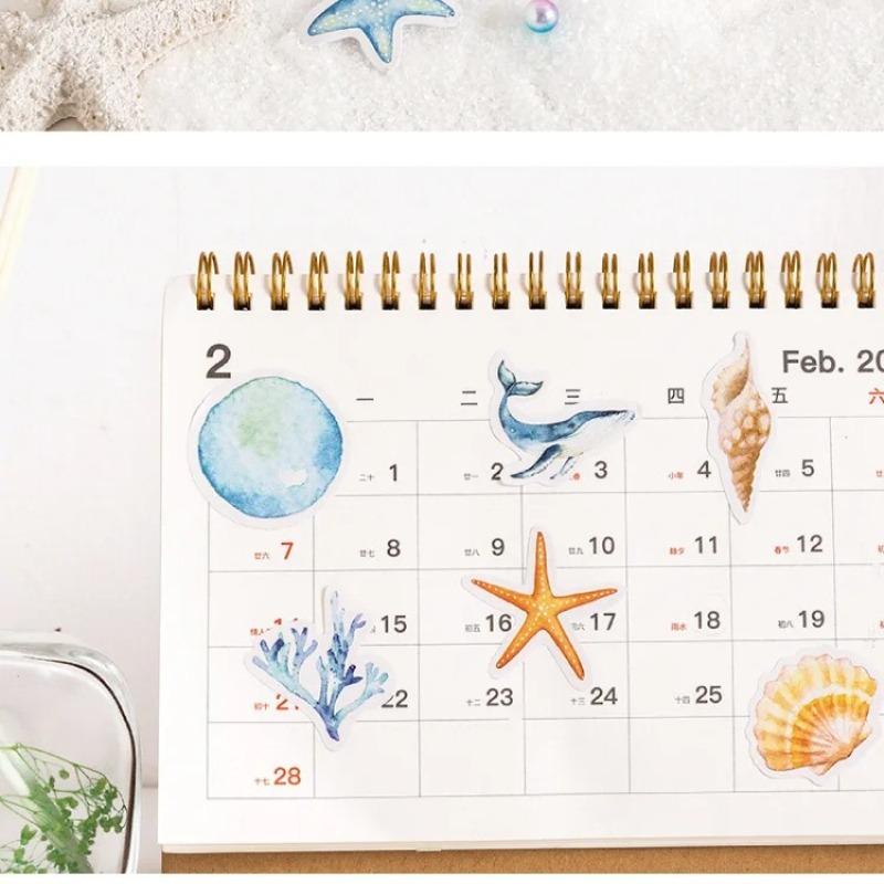 46pcs Deep Sea Realm Decorative Boxed Stickers Cute Animals Scrapbooking Label Diary Stationery Album Phone Journal Planner