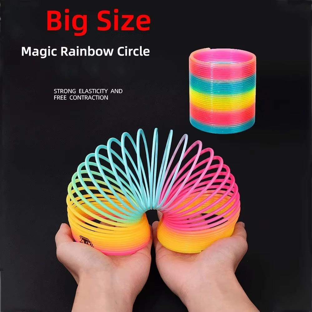 Lustig Mode Bunt Regenbogen Kreis Faltbar Kunststoff Feder Spirale Stressabbau Fidget Spielzeug Für Kinder Kreativ Pädagogisch