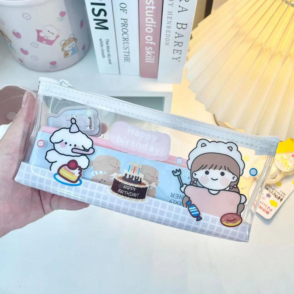 Transparent Pencil Bag, High Value and Cute Student Stationery Bag, Storage Pencil Bag.