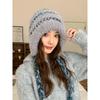 Color Striped Hat Women's Autumn and Winter Advanced Sense Windproof and Cold-proof Knitted Hat Big Head Circumference Piled Thickened Headgear