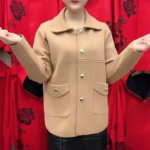 Herbst Winter Damen Locker Geschnittene Wolljacke Damen Langärmelige Oberbekleidung Mutter Große Größe 5XL Beidseitig Kurze Oberteile Mantel