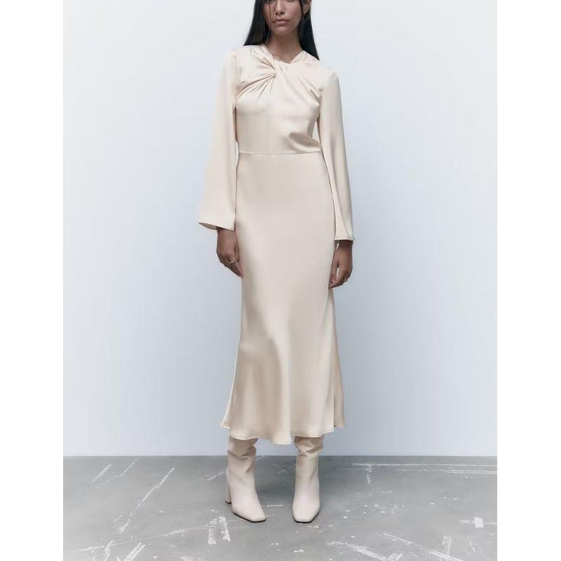 Casual Backless Silk Satin Texture Dress