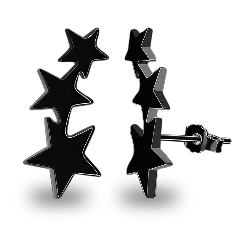 Fashion Silver Color Star Stud Earrings For Girls Women Stainless Steel Pentagram Stars Earrings