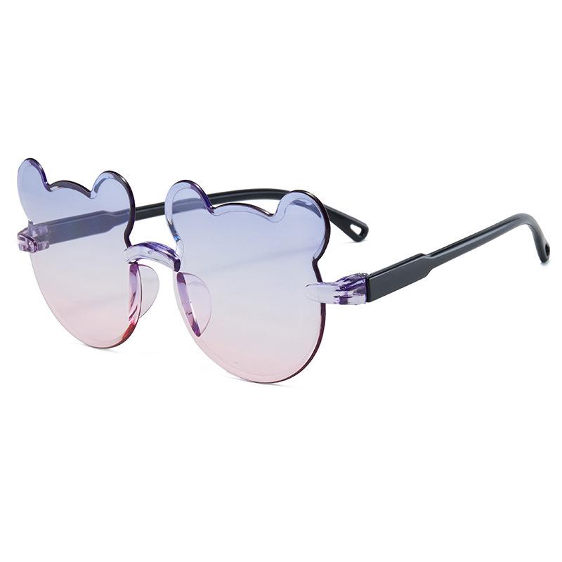 Cute Bear Shape Kids Sunglasses UV400 Protection Rimless Gradient Sun Glasses for Boys Girls Children Outdoor Anti-UV Eyewear