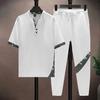 (Hemd + Hose)Sommer Kurzarm Herrenhemd Druckmuster Herren Freizeithemden mit elastischer Taille Herren Zweiteiler Größe XS-4XL